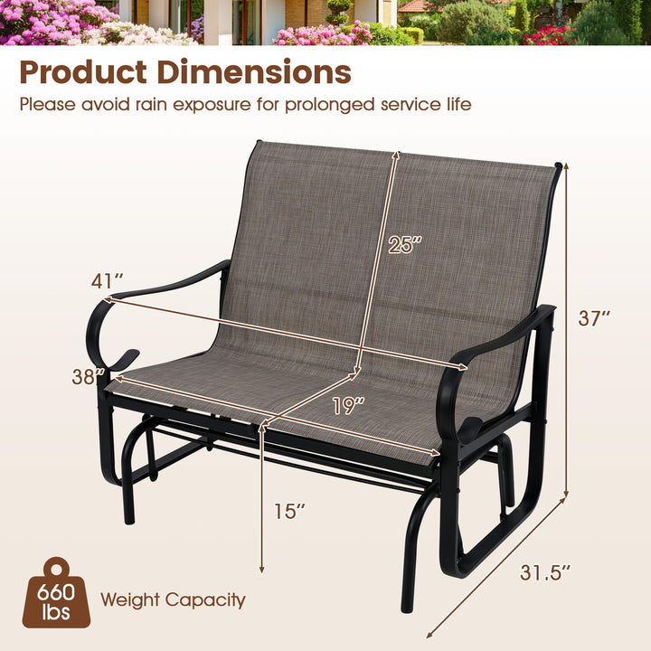 Giantex 2 Person Outdoor Glider Bench with High Backrest
