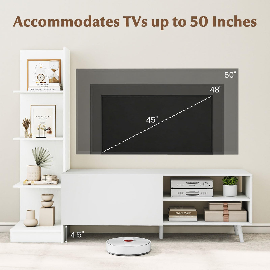 Giantex Book Shelf TV Stand L-Shaped Entertainment Center with Storage & Adjustable Shelf