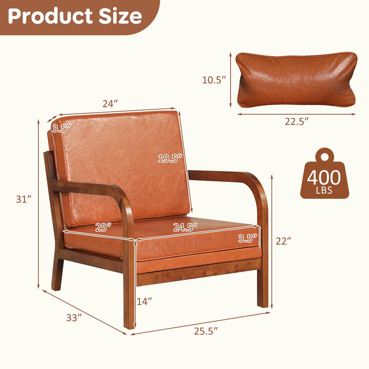 Giantex Mid-Century Modern Accent Chair with Lumbar Pillow