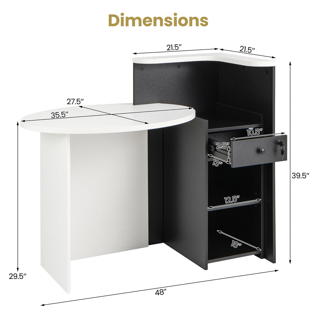 Giantex Front Counter Desk with Lockable Drawer