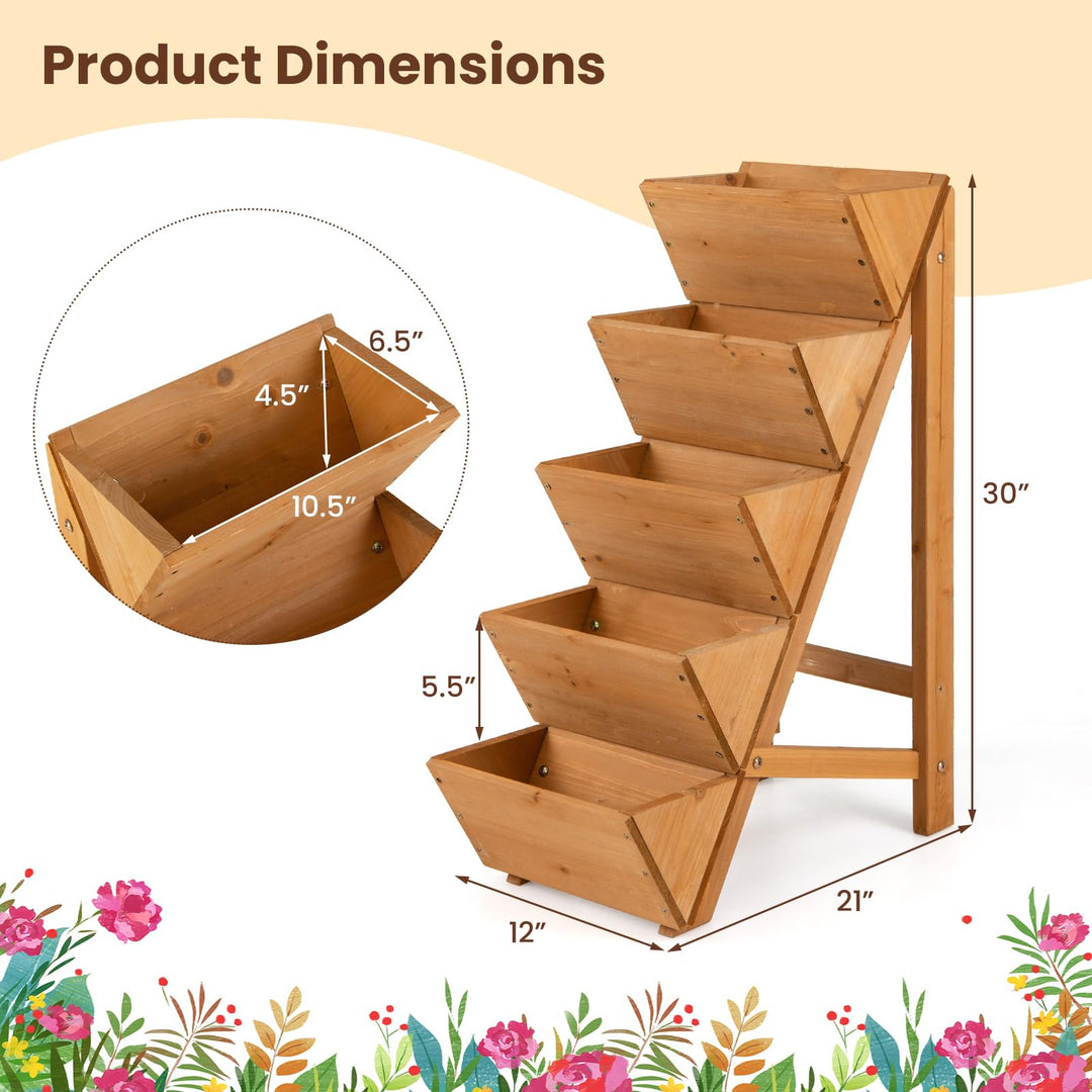 Giantex 5-Tier Wooden Vertical Raised Garden Bed