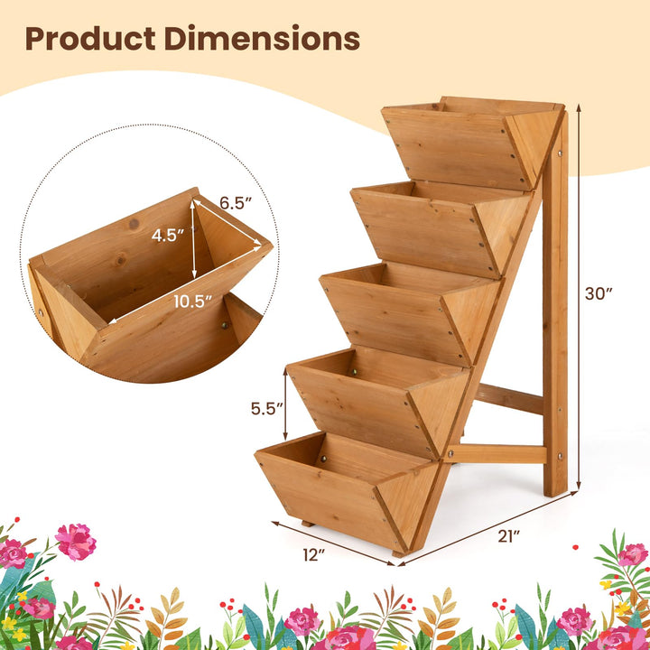 Giantex 5-Tier Wooden Vertical Raised Garden Bed
