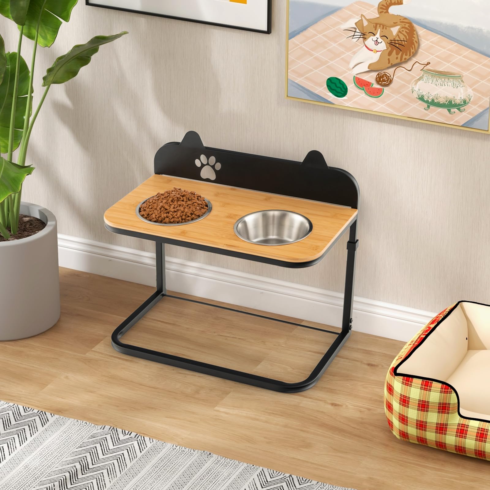 Giantex Elevated Dog Bowls Stand - Raised Pets Cats Feeding Station