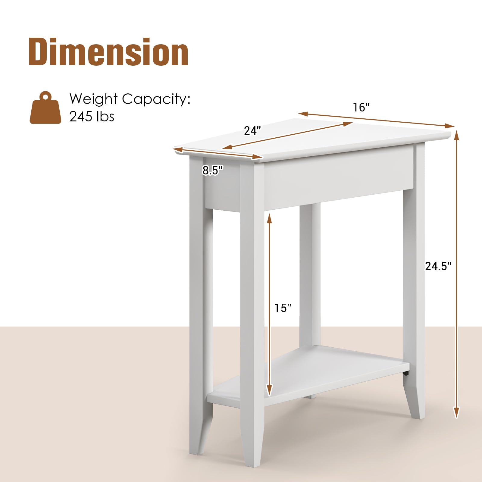 Triangle Side Table with Storage Shelf - Giantex