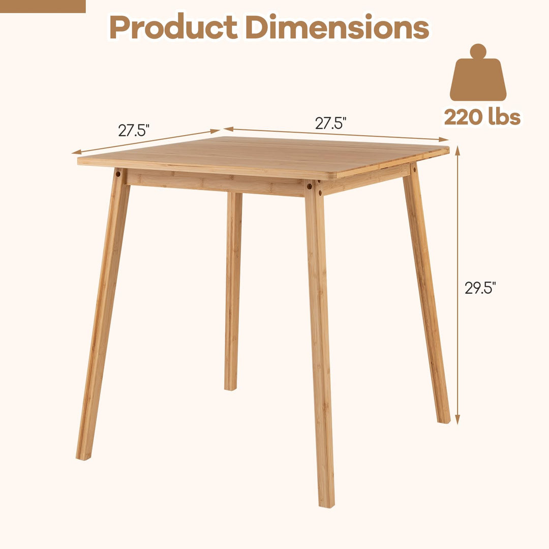 Giantex 27.5-Inches Bamboo Dining Table for 2-4