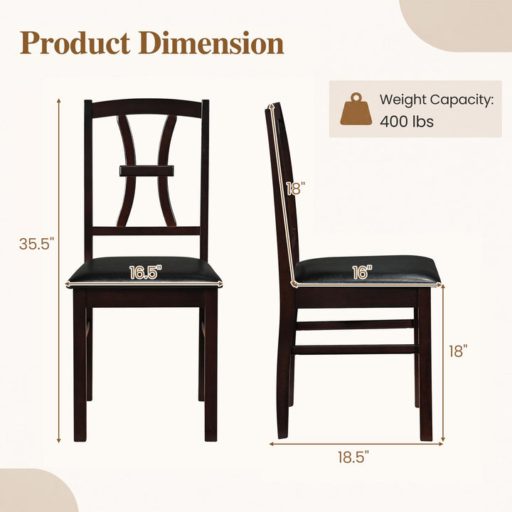 GIANTEX Wooden Dining Chairs Set of 2/4 | Faux Leather Kitchen Chairs w/ Elegant High Back