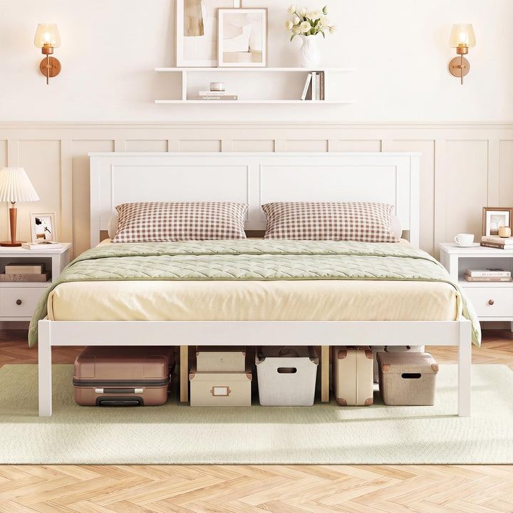 Giantex Wood Queen/Full/Twin Size Bed Frame with Wooden Slat Support