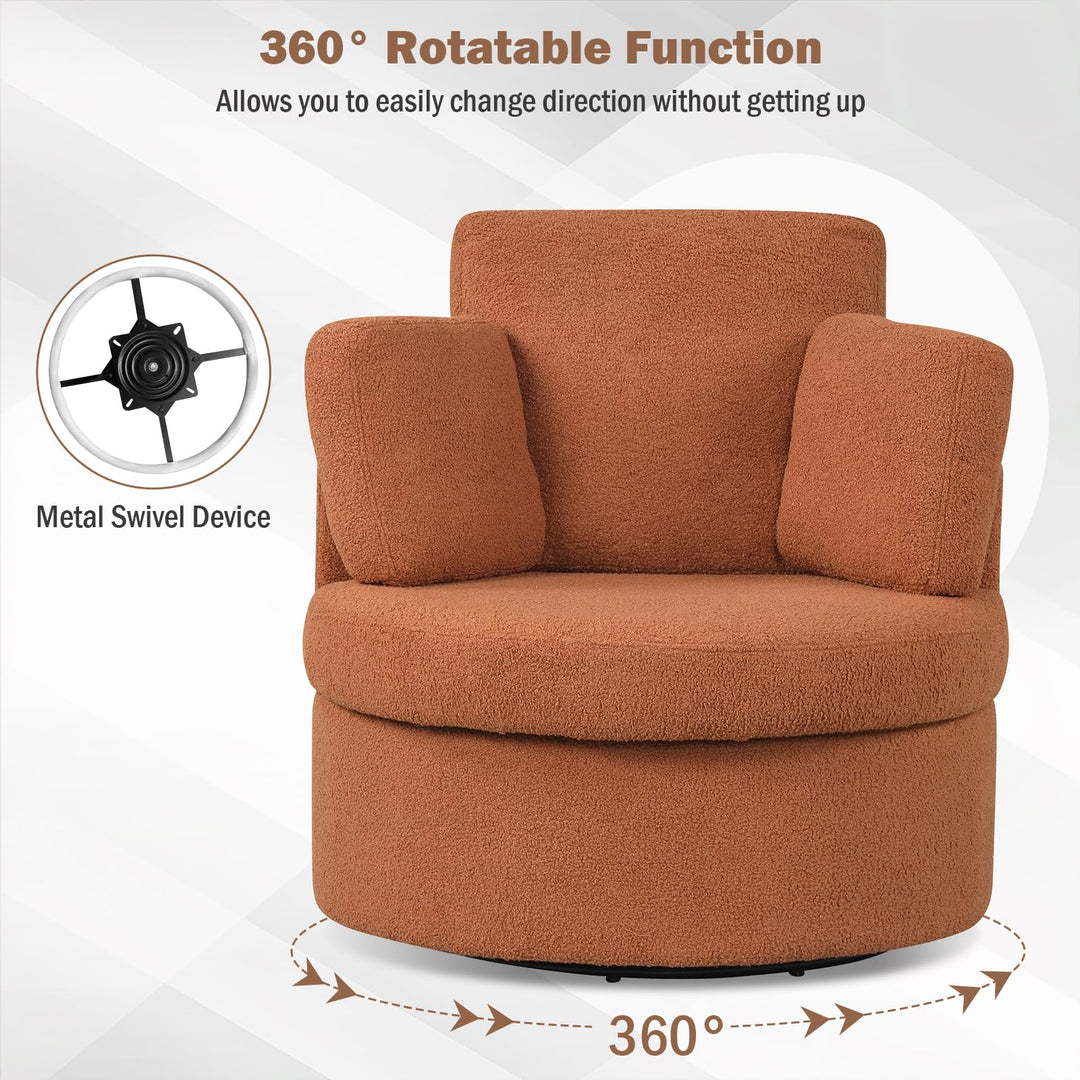 Giantex 360° Swivel Accent Chair with Half Moon Storage Ottoman