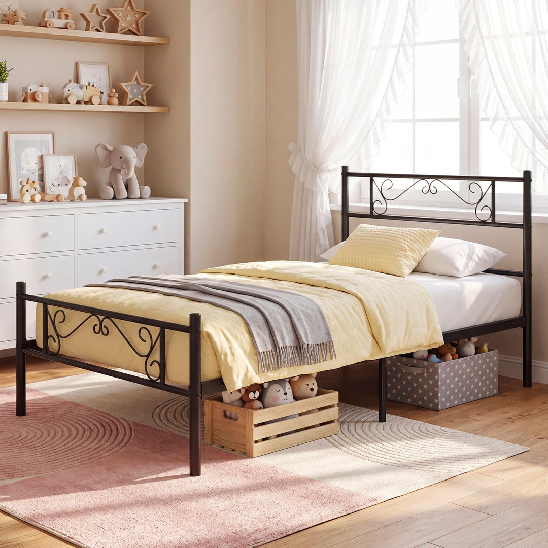 GIANTEX Twin Size Metal Bed Frame with Headboard &amp; Footboard