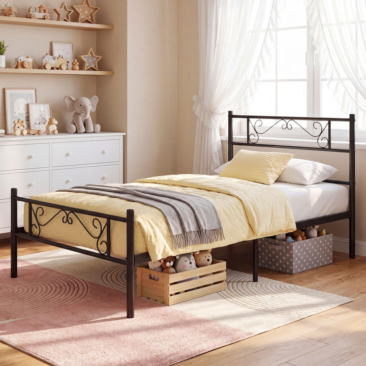 GIANTEX Twin Size Metal Bed Frame with Headboard &amp; Footboard