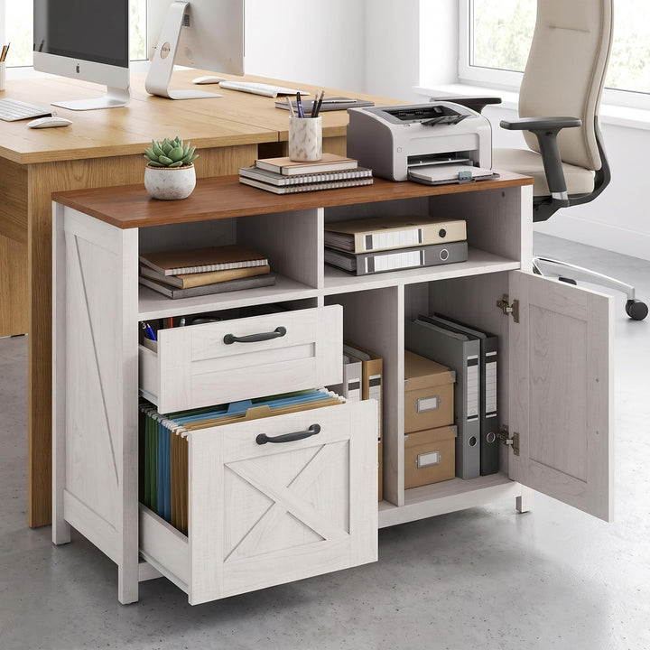 Lateral File Cabinet with 2 Drawers and Single-Door Cabinet for Letter/A4