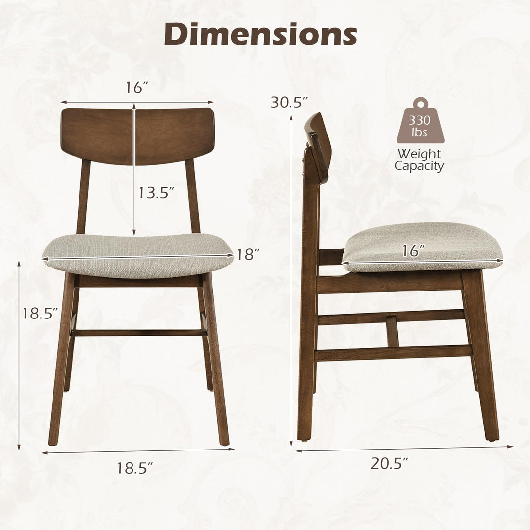 Giantex Solid Rubber Wood Dining Room Chairs with Curved Backrest