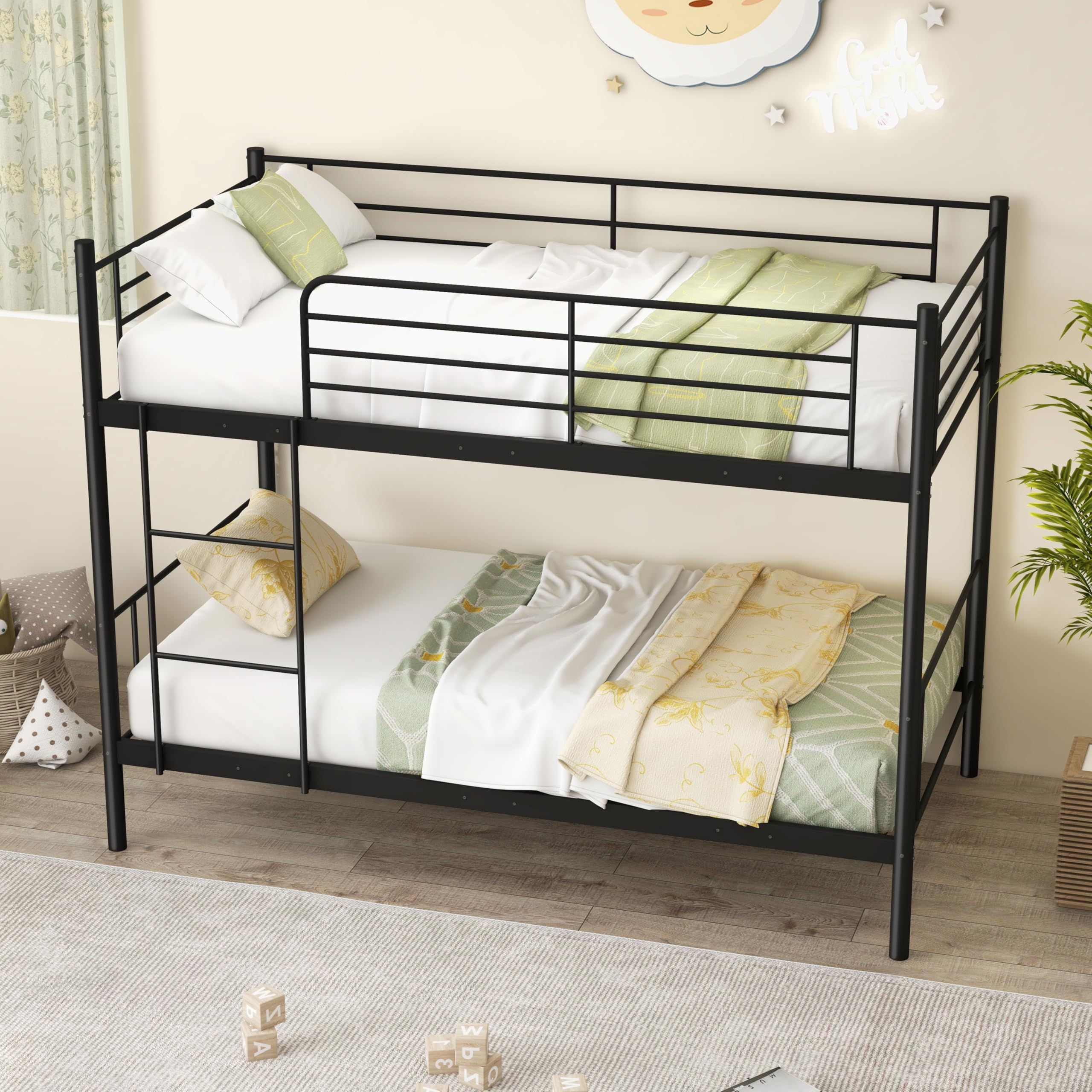 Giantex Metal Bunk Bed Twin Over Twin, Bunk Beds for Kids, Teens & Adults Bunk Bed with Stairs