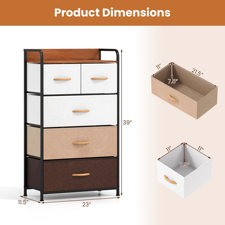 Giantex 5-Drawer Fabric Dresser with Removable Fabric Bins