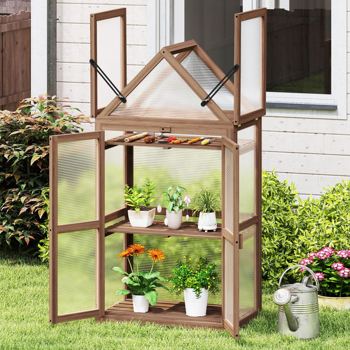 Giantex Garden Cold Frame Mini Greenhouse Storage Shelves