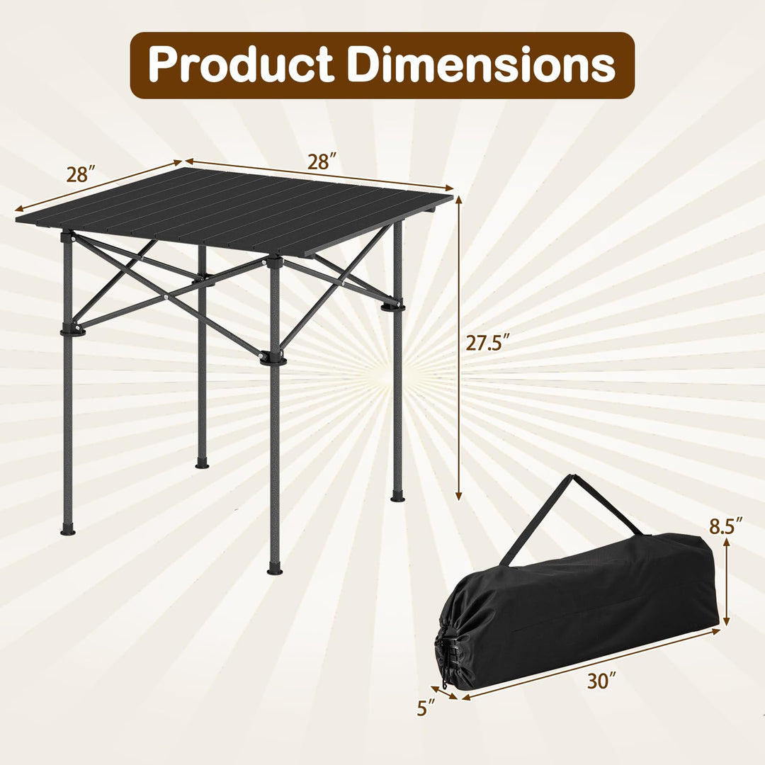 Giantex Folding Roll-up Camping Table Portable Square Table with Carry Bag for Picnic