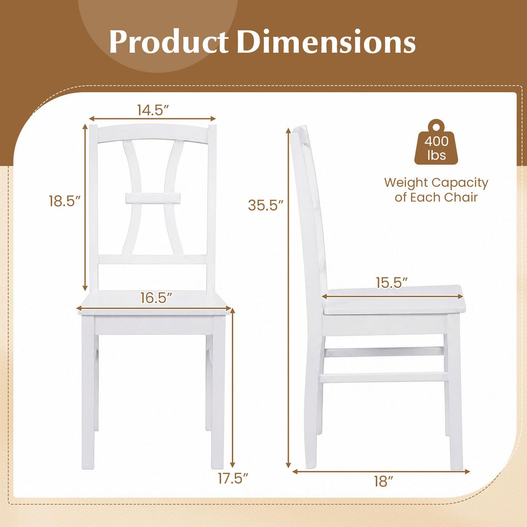 GIANTEX Solid Wood White Kitchen Chairs w/ Elegant High Back (2/4)