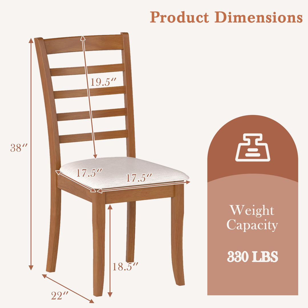 Giantex Wooden Dining Chair Set of 2 or 4 w/Rubber Wood Legs High Slatted Backrest
