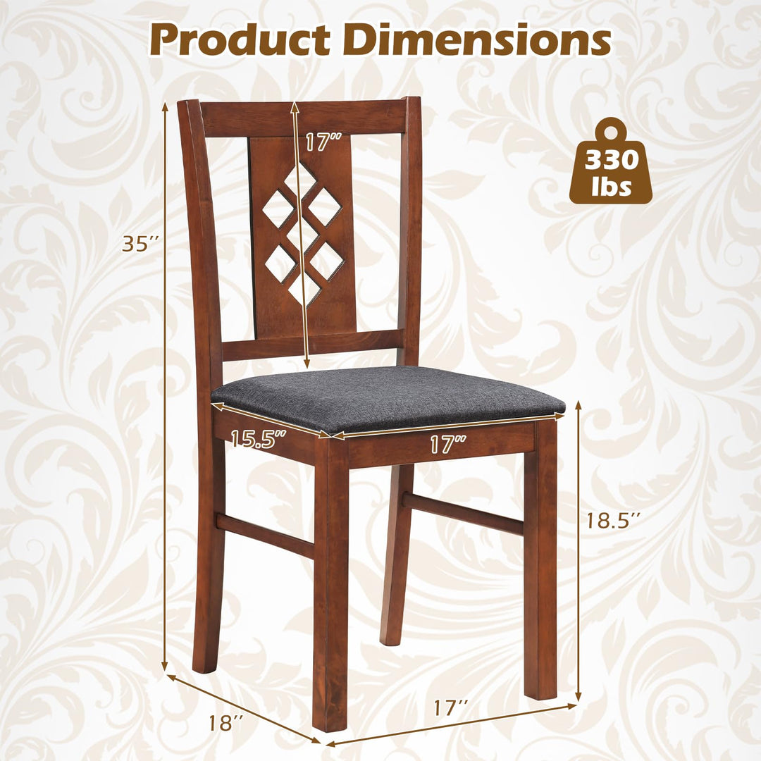 Giantex Wooden Upholstered Kitchen Chair with Elegant Diamond Back (2/4)