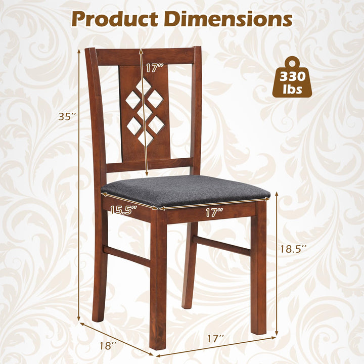 Giantex Wooden Upholstered Kitchen Chair with Elegant Diamond Back (2/4)