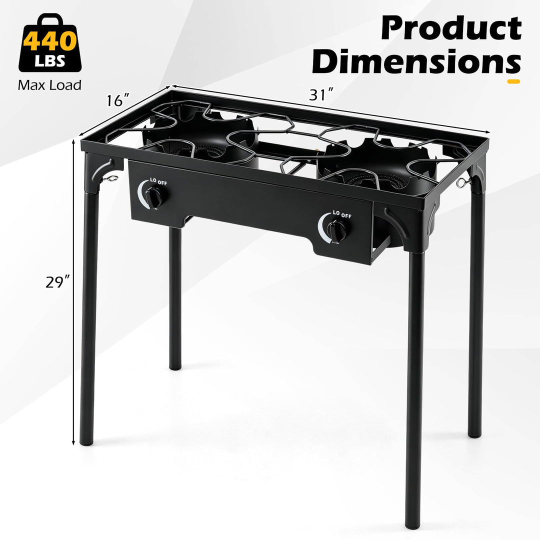 Giantex 2 Burner Propane Gas Stove | 160,000 BTU High Pressure Camping Cooker