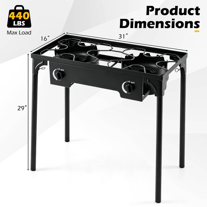 Giantex 2 Burner Propane Gas Stove | 160,000 BTU High Pressure Camping Cooker
