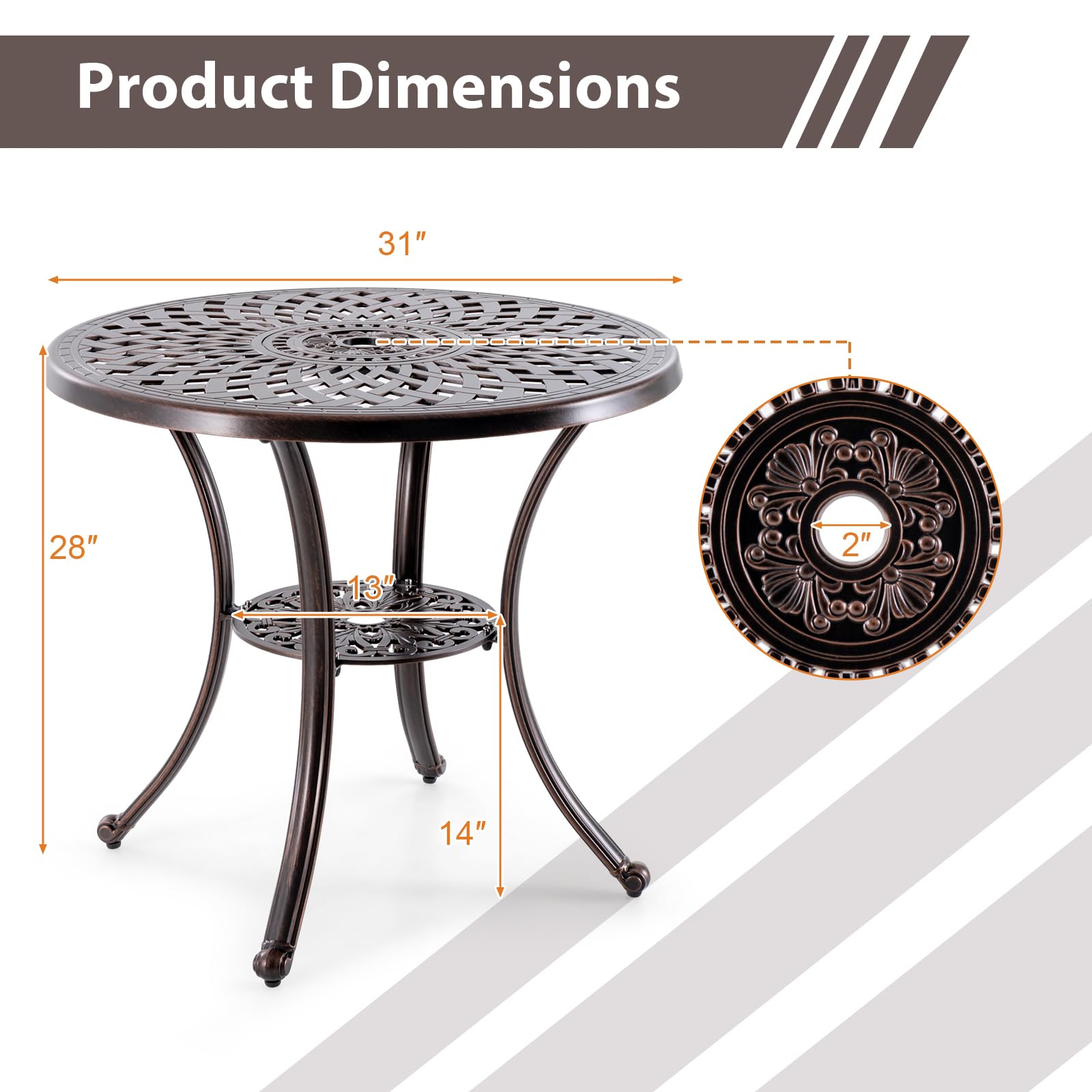 Giantex 31” Patio Bistro Table