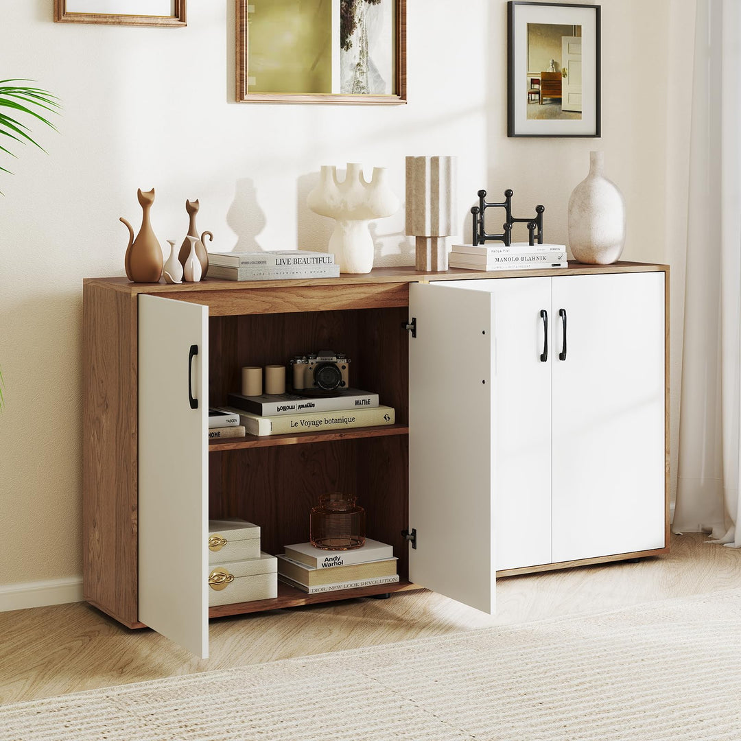 2-Door Kitchen Storage Cabinet with 5-Position Adjustable Shelf & Anti-Tipping Kits