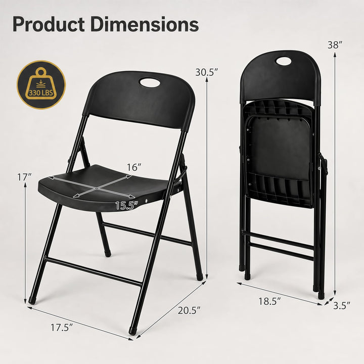 Giantex Plastic Folding Chair | Portable Stackable Commercial Seats with Ergonomic Backrest