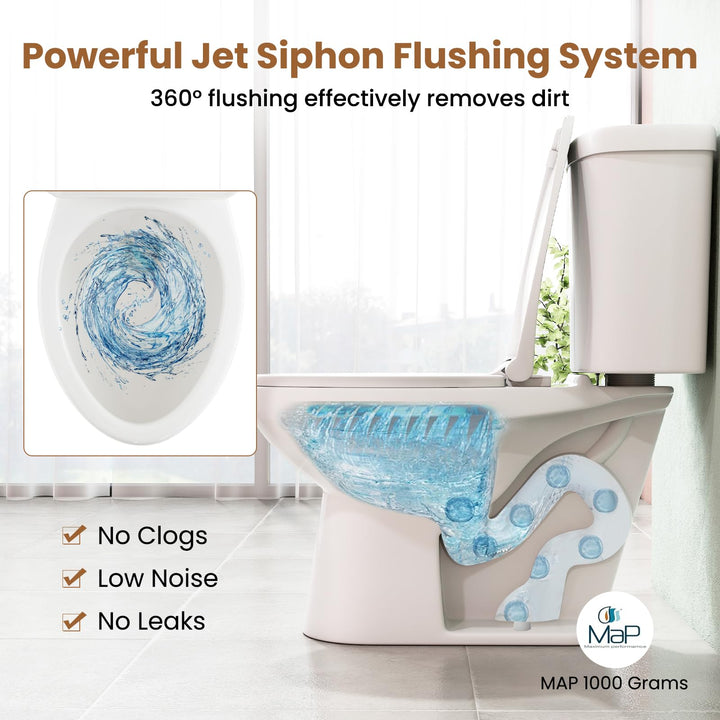 Giantex Two-Piece Elongated Toilet with 17.5" ADA Comfort Height Seat Powerful Dual Flush
