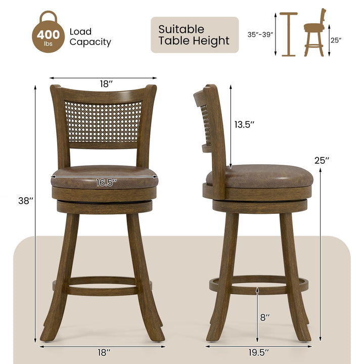 Giantex 25" Swivel Bar Stools Set of 2/4 with Footrest & Rubber Wood Frame