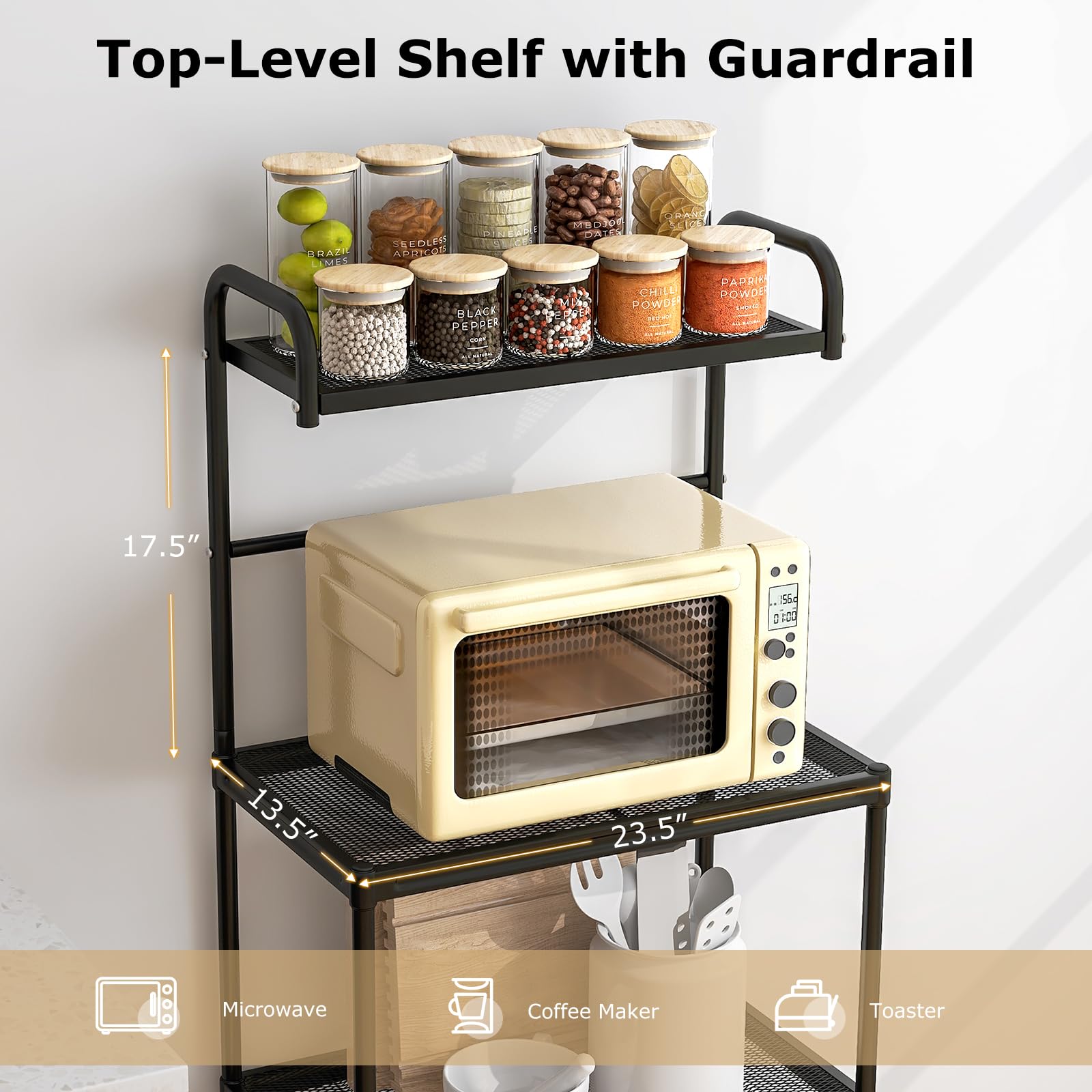 Giantex Bakers Rack, 4-Tier Microwave Oven Stand, Kitchen Storage Rack with Mesh Wire Metal Shelves