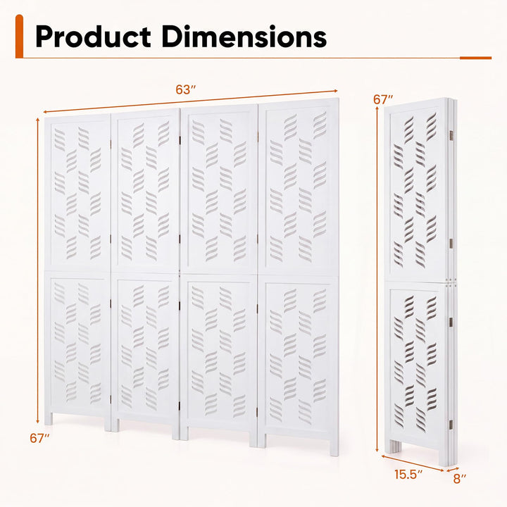GIANTEX Folding Room Divider | Wood Privacy Screen with Wave Cutout
