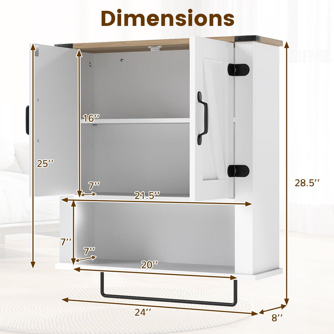 Giantex Above Toilet Bathroom Wall Cabinet with Towel Bar