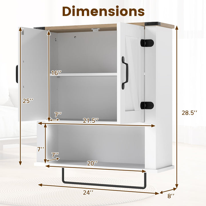 Giantex Above Toilet Bathroom Wall Cabinet with Towel Bar