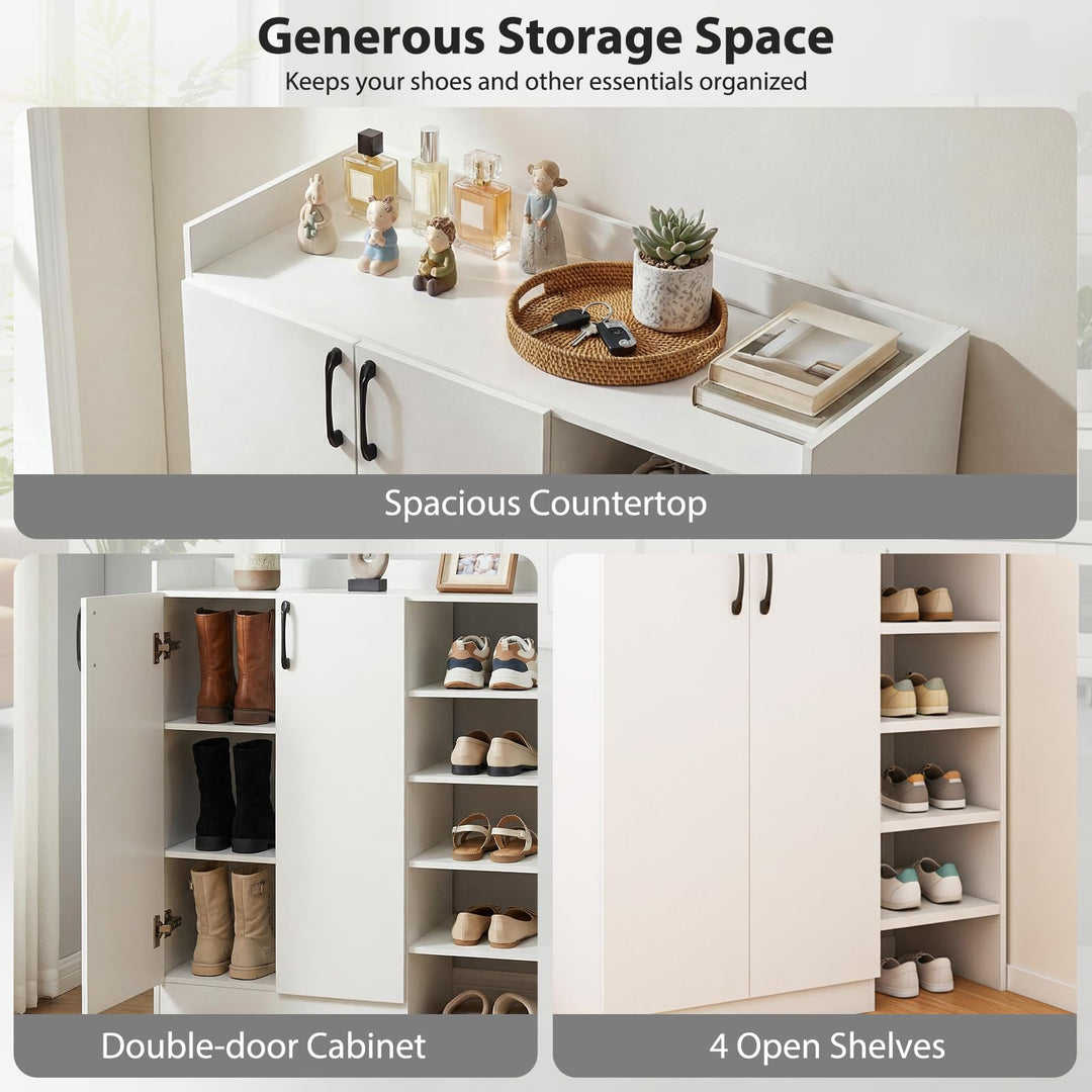 Giantex Wooden Shoe Storage Organizer w/2 Doors for Entryway