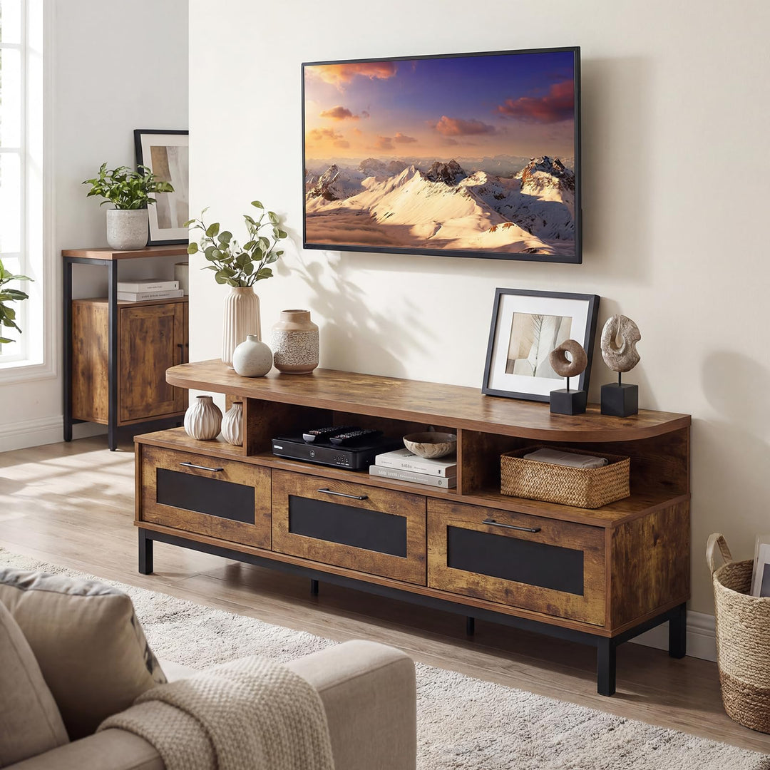 Giantex TV Stand for TVs up to 75" Entertainment Center with 3 Storage Drawers and Open Shelves