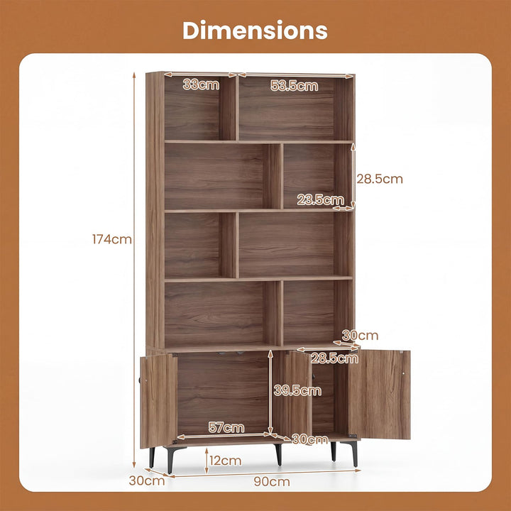 Giantex 68.5" Tall Bookcases and Bookshelves with 2 Doors for Home Office