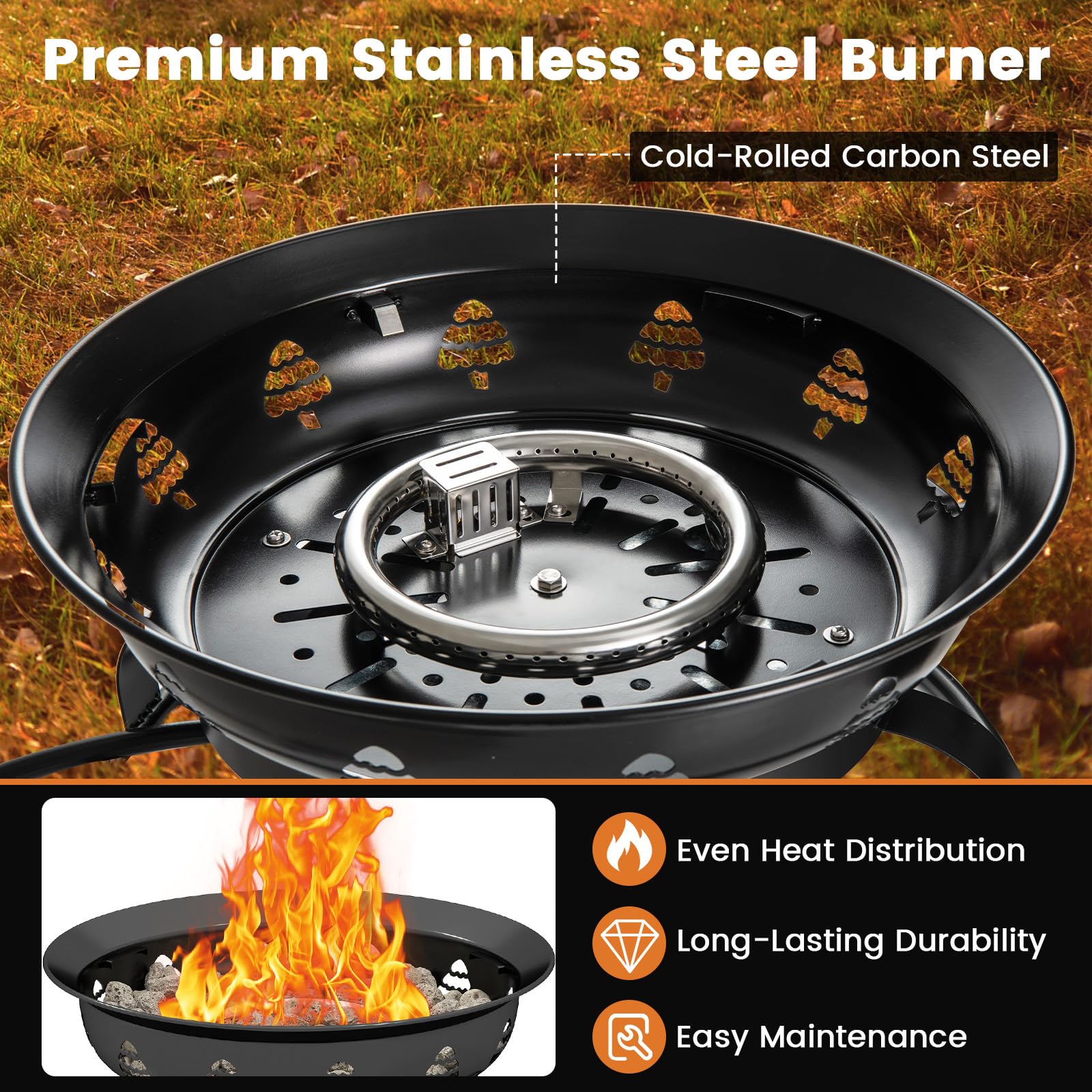 Giantex 21 Inch Smokeless Fire Bowl with Cover