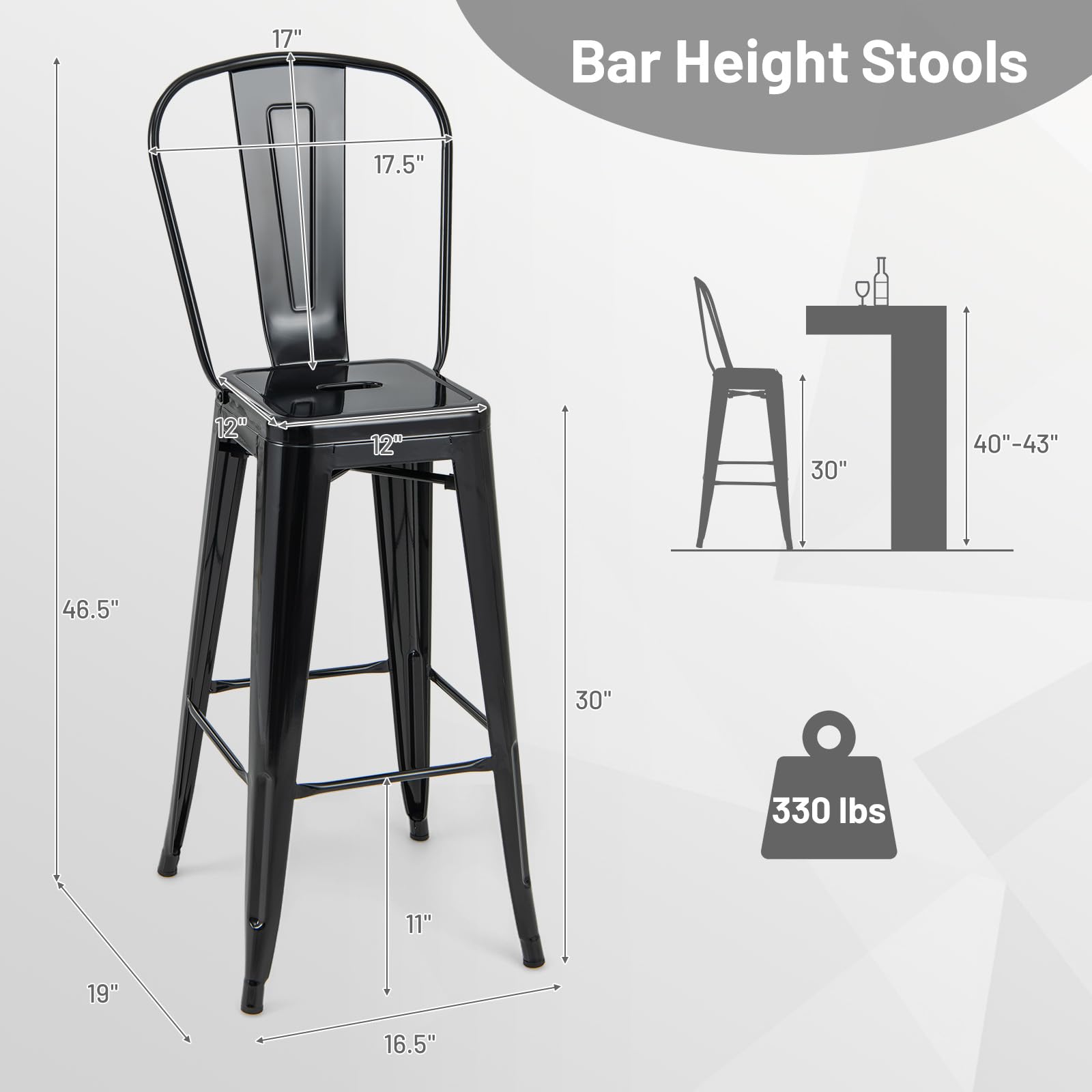 Giantex Metal Bar Stools Set of 4