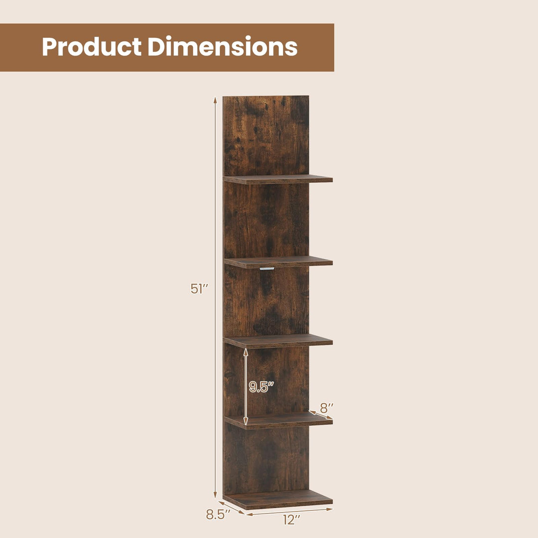 Giantex 5-Tier Wall Mounted Shelf Unit with Wood Grain