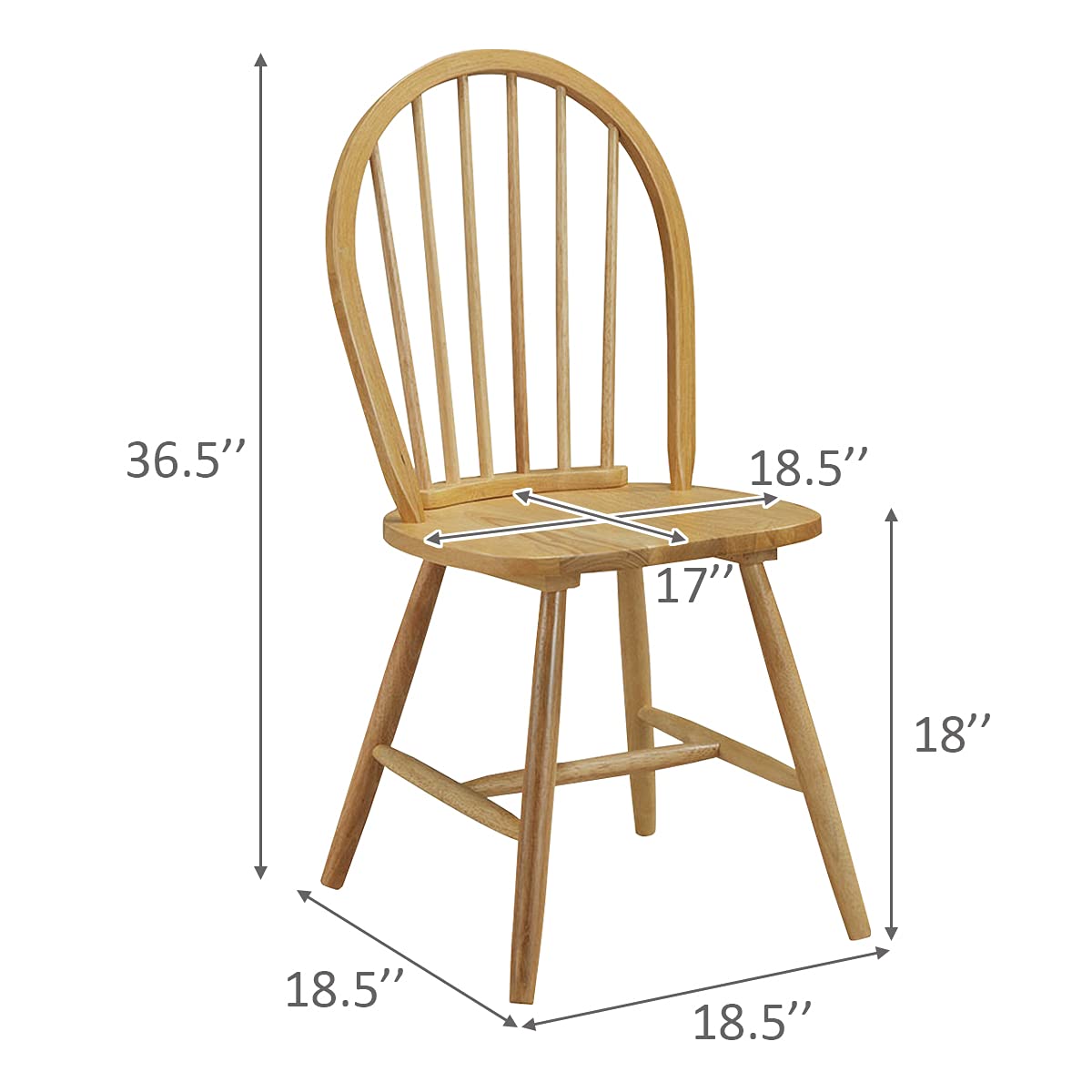 Giantex Wood Dining Chairs, French Country Armless Spindle Back Dining Chairs