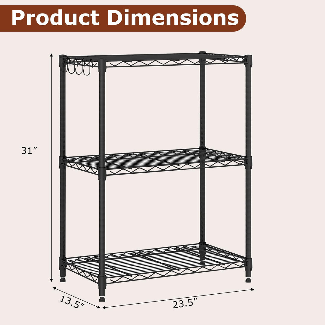 Giantex Storage Shelves Adjustable Wire Shelf Rack w/4 Removable Hooks