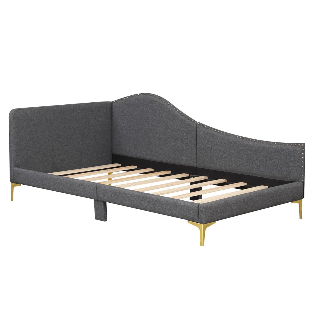Giantex Upholstered Daybed, Rivet-Tufted Platform Bed with Headboard