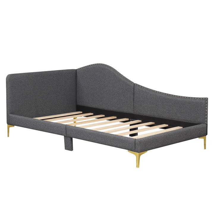 Giantex Upholstered Daybed, Rivet-Tufted Platform Bed with Headboard