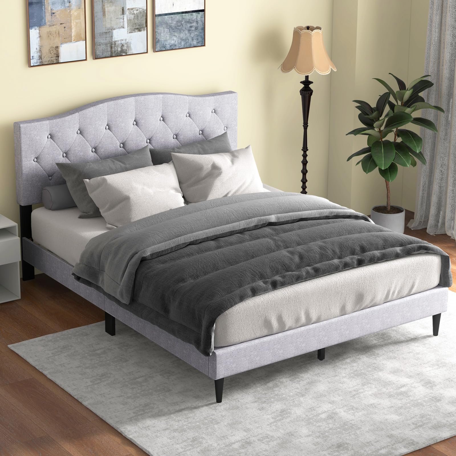 Giantex Queen Size Upholstered Platform Bed