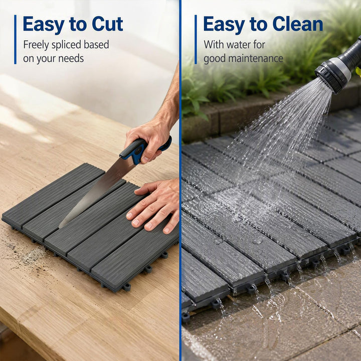 GIANTEX 36 PCS Waterproof Plastic Interlocking Deck Tiles