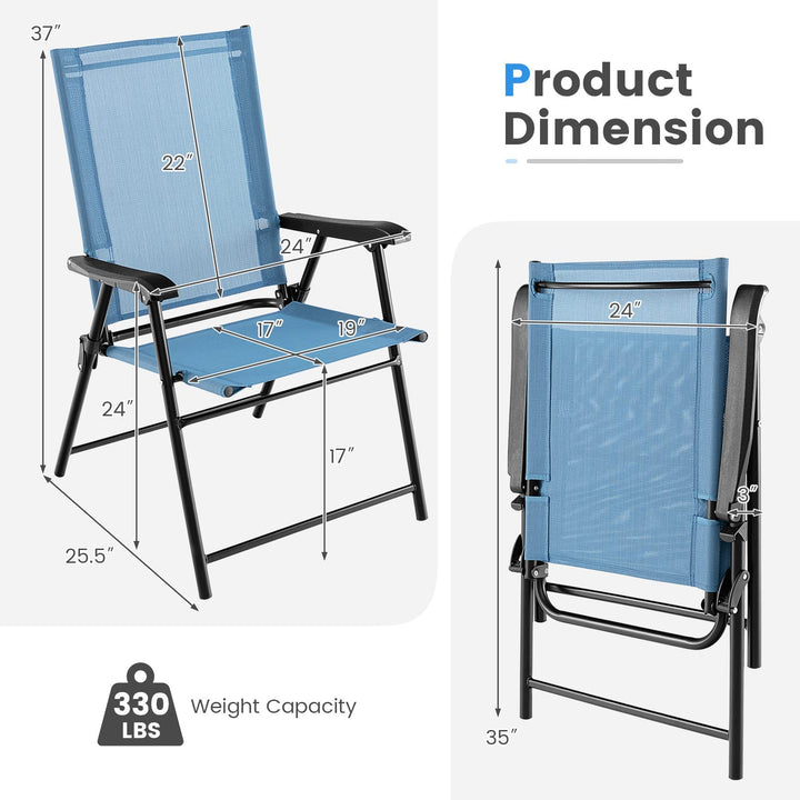 Giantex Patio Chairs Set of 2/4, Folding Patio Chairs for Deck Beach Camping Dining Picnic