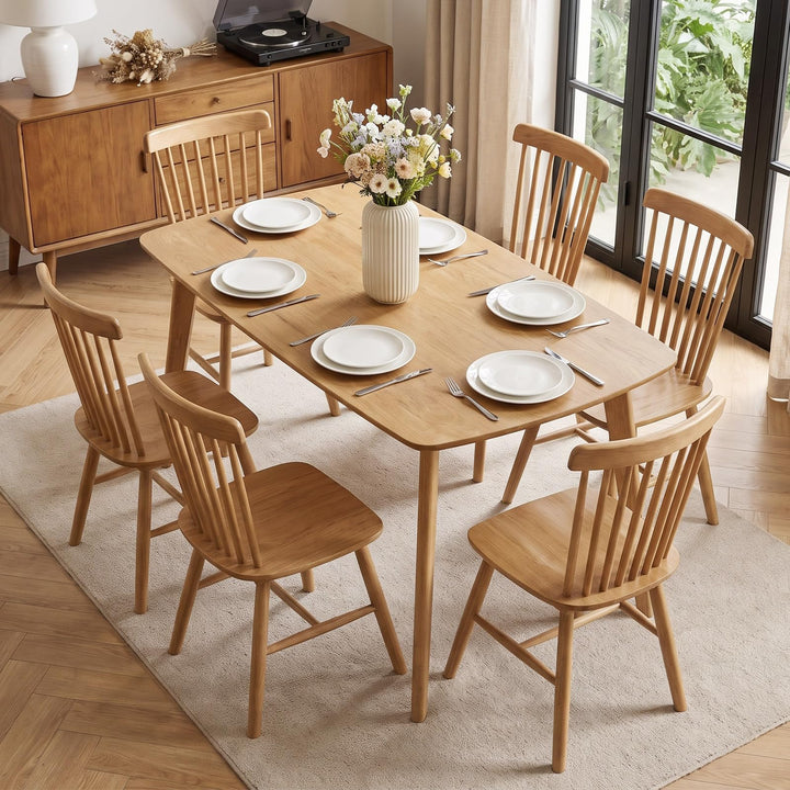 GIANTEX 55" Solid Wood Rectangular Dining Table w/Round Edges for 4-6