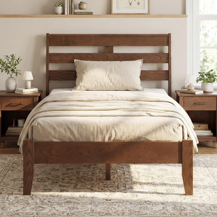 Giantex Twin Size Bed Frame with Slat Headboard